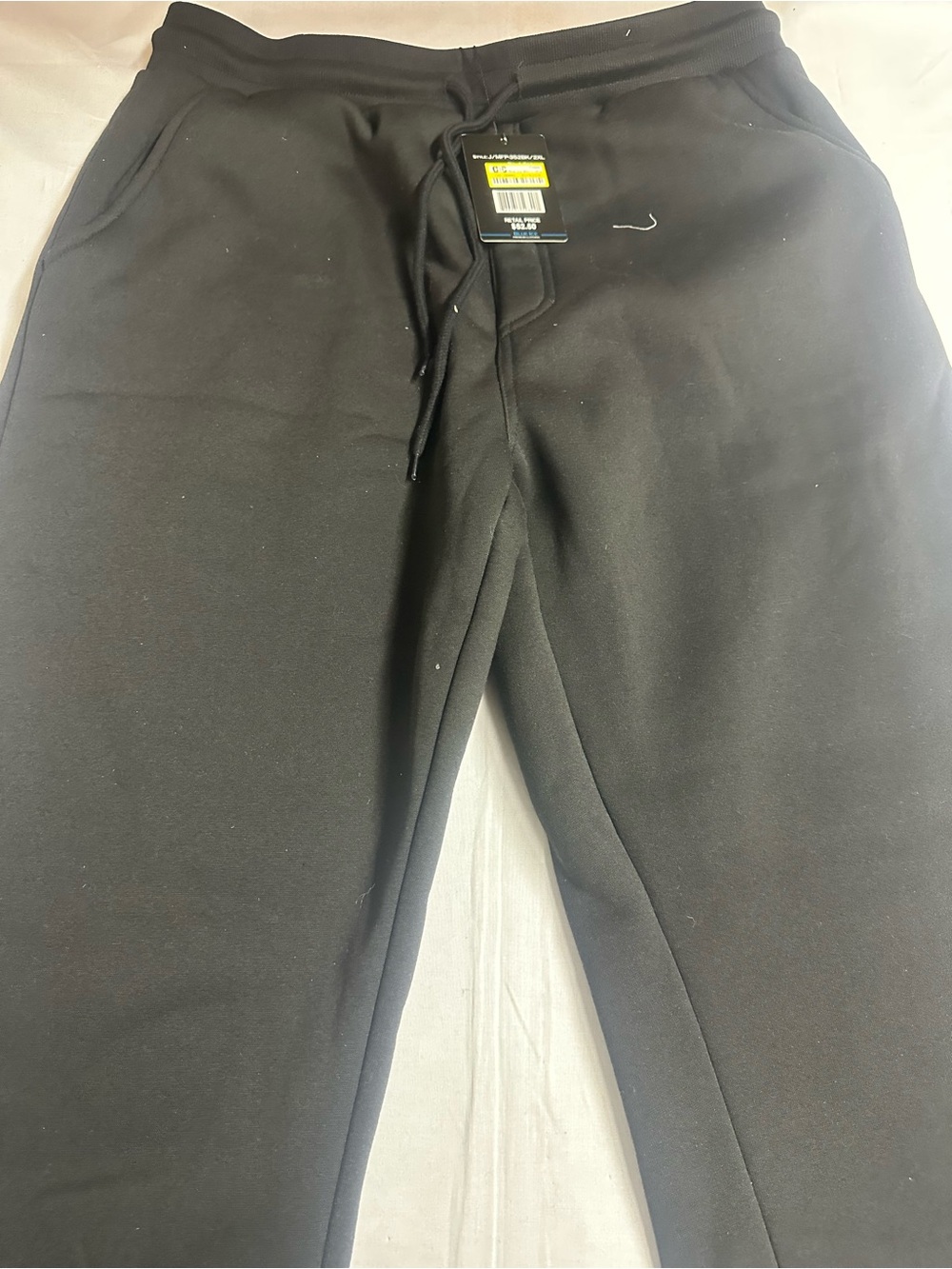 Men's Black Fleece Jogger Pants - Casual Drawstring Waist